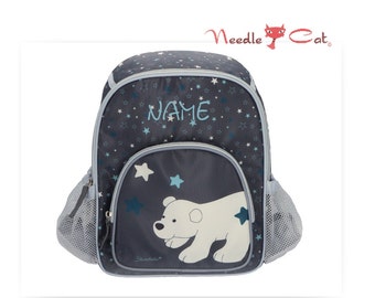 Backpack kindergarten embroidered with name• Sterntaler backpack polar bear Elia•Kita backpack personalized•Backpack with name•NeedleCat