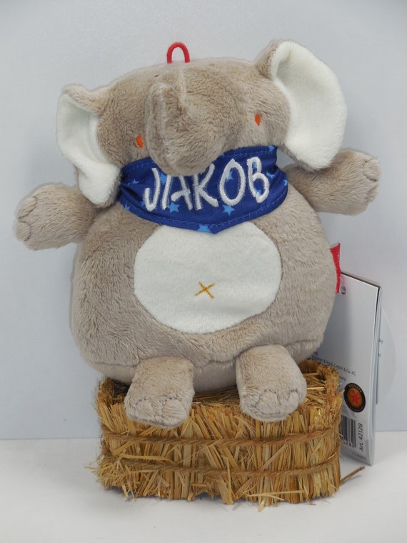 Sigikid Playwatch Elephant With Name Cloth Embroidered With Name  Baptisproar Gift Gift to Birth Needlecat Embroidery Studio - Etsy