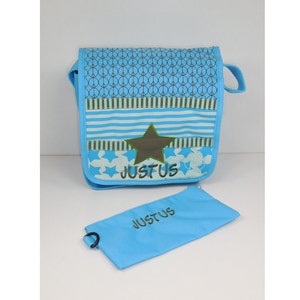 LÄSSIG Mini Messenger Starlight olive bestickt mit NameKindergartentasche personalisiertTasche für KitaGeschenk zur GeburtNeedleCat Bild 1