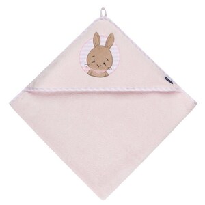 Kapuzenhandtuch Hase mit Namen und optional Datum bestickt MORGENSTERN Kapuzenhandtuch 100x100 cmGeschenk zur GeburtGeschenk zur Taufe Rosa