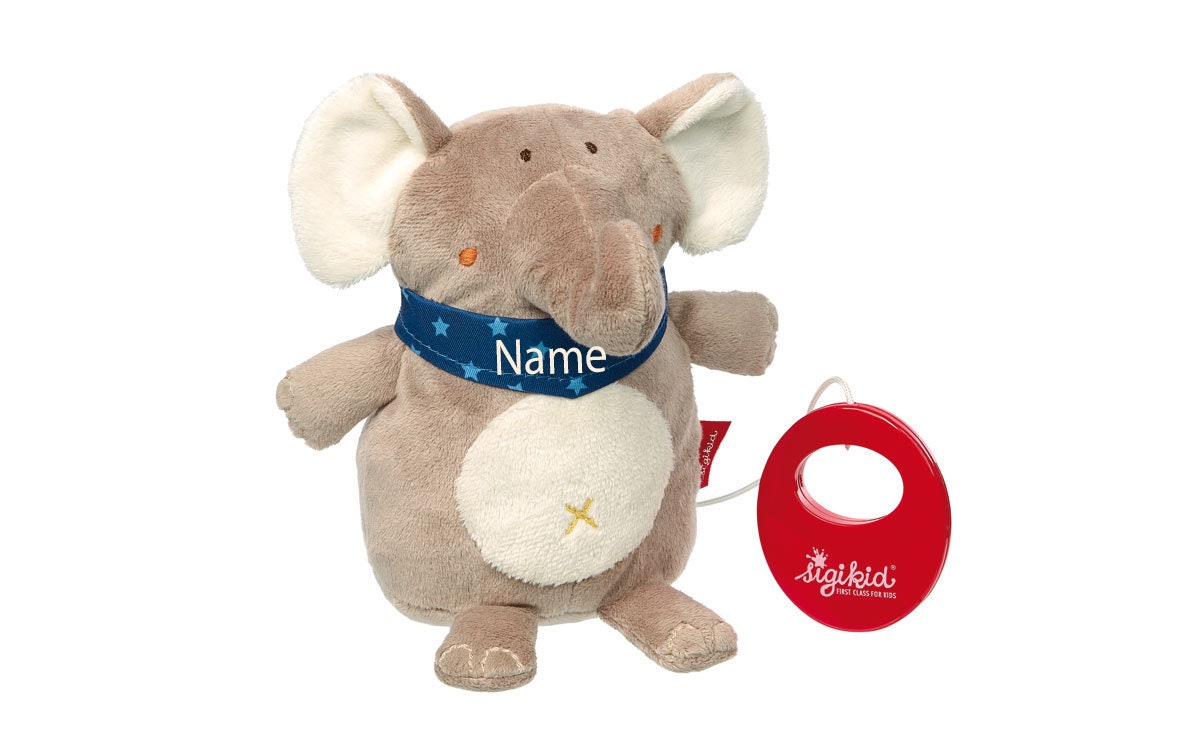 Sigikid Playwatch Elephant With Name Cloth Embroidered With Name  Baptisproar Gift Gift to Birth Needlecat Embroidery Studio - Etsy