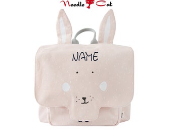 trixie Kinder Rucksack Frau Hase / Mrs. Rabbit mit Namen bestickt•Rucksack für Kindergarten und Vorschule•NeedleCat