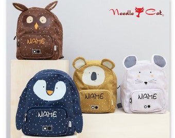 Children's backpack embroidered with names • trixie backpack penguin, mouse, koala and owl • daycare backpack • personalized children's backpack