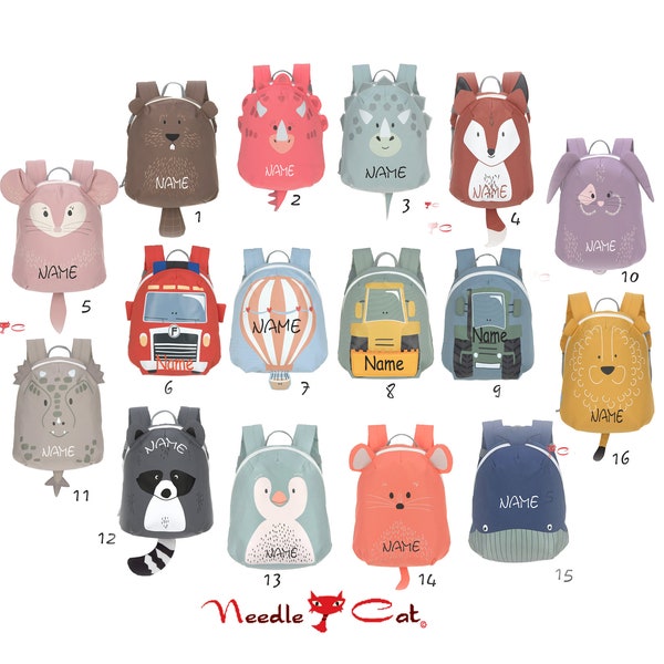 Rucksack Kindergarten Fuchs & Co. mit Namen bestickt •Rucksack personalisiert•LÄSSIG Tiny Backpack•Kinder Rucksack mit Namen