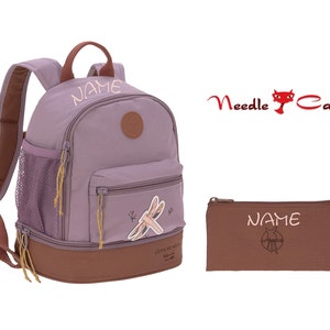 Backpack kindergarten embroidered with name•25 x 27 cm •LÄSSIG mini backpack Adventure Dragonfly•Kindergarten bag•Backpack girls•NeedleCat