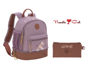 Kindergarten backpack with embroidered name•25 x 27 cm •LÄSSIG Mini Backpack Adventure Dragonfly•Kindergarten bag•Backpack girls•NeedleCat