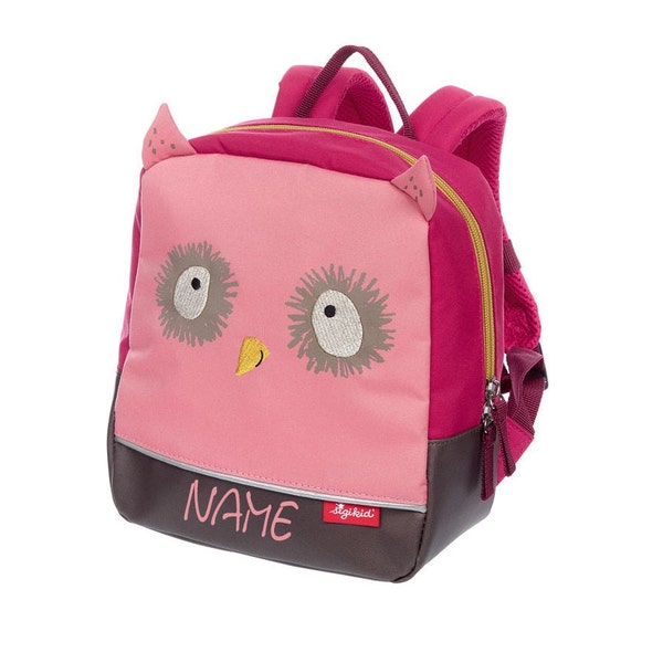 Sigikid Rucksack Eule mit Name bestickt•Rucksack Kindergarten•Rucksack für Kita•Geschenk zur Geburt•Erster Rucksack•NeedleCat