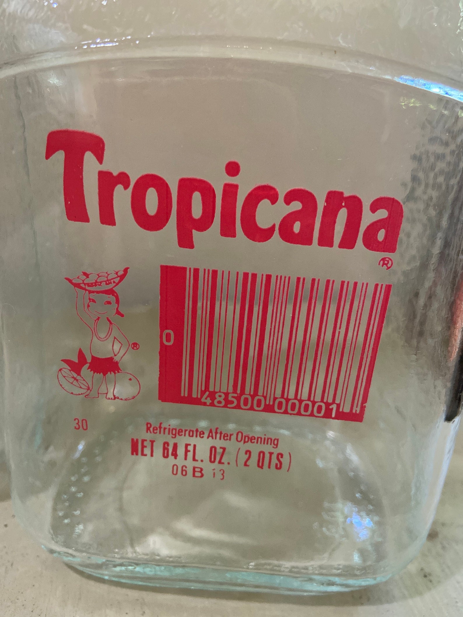 Vintage Glass Tropicana 64 Ounce Bottle With Cover Etsy