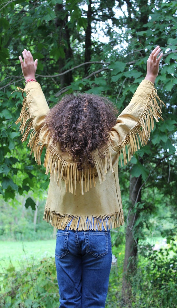 Vintage children's leather fringe jacket 1960's Wo