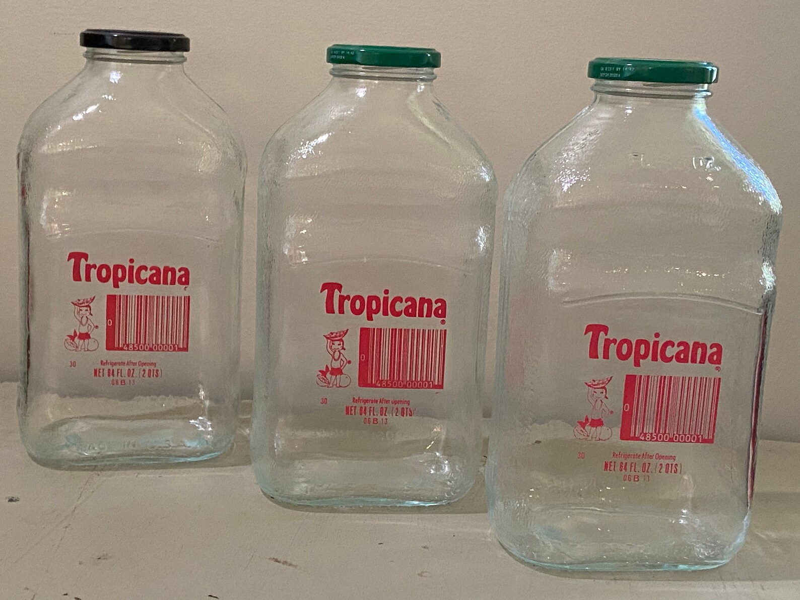 Vintage Glass Tropicana 64 Ounce Bottle With Cover Etsy