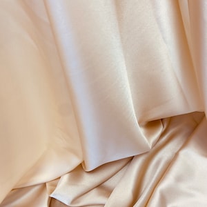 Silk Fabric light beige Italian Premium colour by the Yard 58”/ 140 cm wide Natural Silk Satin Bridal Fabric