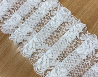 White lace trim, elastane Chantilly lace, French Lace Trim, Wedding Lace, Lingeri Lace by the yard