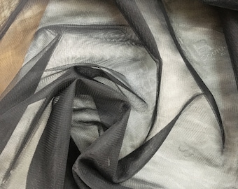 Soft Black Color Tulle of high quality, tulle for veil, skirt, dress, width 3m, sold per meter
