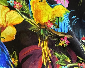 Designer Pure silk fabric 100% silk fabric , High quality silk by Yard from Italy, pure silk with jungle print from famous brand