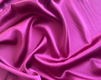 Pure silk Elastane, dark fuchsia colour,140 cm wide by the Yard 100% silk fabric