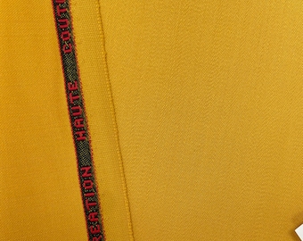 Tkanina wełniana z Włoch, Tkanina w 100% wełniana, Italy Moda Textil, Tkanina odzieżowa, Tkanina do szycia, Tkanina do majsterkowania cięta na wymiar, Kolor żółty