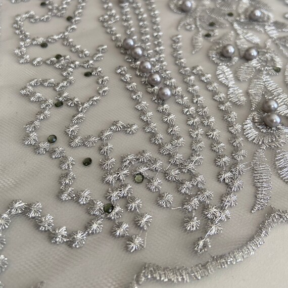 Embroidered Pearl Lace Fabric Silver Grey Color Beaded for High Fashion Dresses Pearl Beads Wedding Lace Etsy UK
