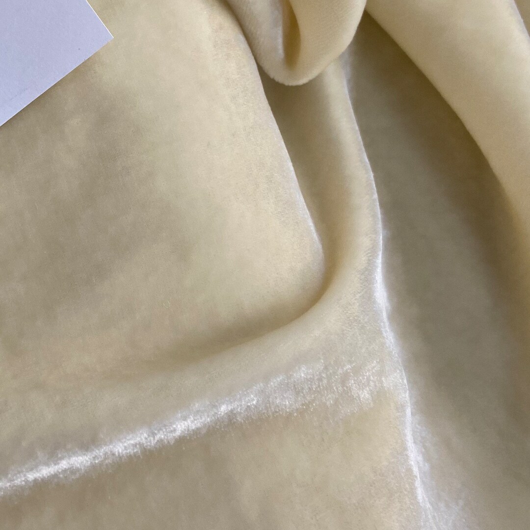 Pure Silk Velvet Fabric for Dress, DIY Fabric, Skirt Cream Color 54