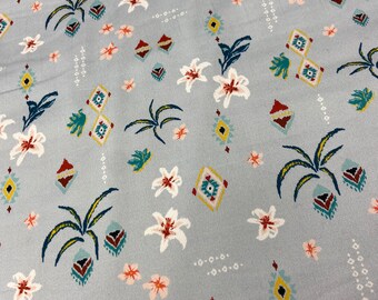 Cotton Fabric Fashion bright floral print natural Fabric by the Yard,  55" / 140 cm width, hight quality Italy fabric for summer dress