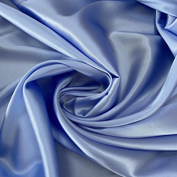 Tissu de soie bleu ciel de qualité supérieure par mètre Tissu de mariée en satin de soie naturel de 58 po./ 140 cm de large