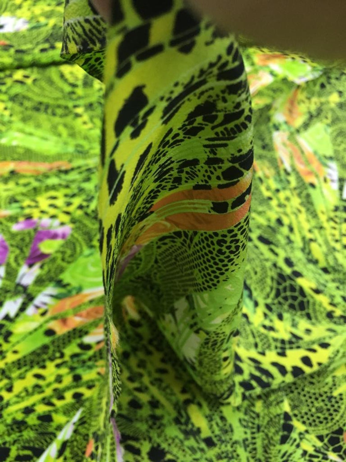 Pure silk Designer 50x140 cm wild animals print colorful silk Etsy