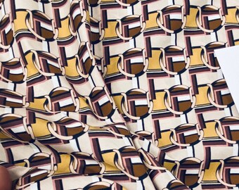Cotton fabric geometric on a beige background, 100% cotton cloth 57"/145см width, designer fabric by the yard