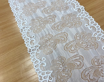 White lace trim, elastane Chantilly lace, French Lace Trim, Wedding Lace, Lingeri Lace by the yard