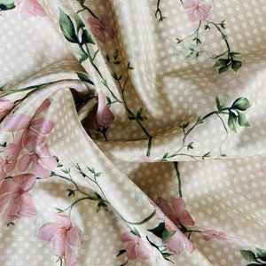 Pure silk fabric beige color, Natural Italian Silk, Couture stretch silk fabric for dress, blouse, 54”/140 cm width, fabric by the yard