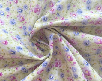 Cotton fabric little flowers on a white background, 100% cotton cloth 57"/145см width, designer fabric by the yard