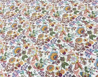 Cotton fabric little flowers on a white background, 100% cotton cloth 57"/145см width, designer fabric by the yard