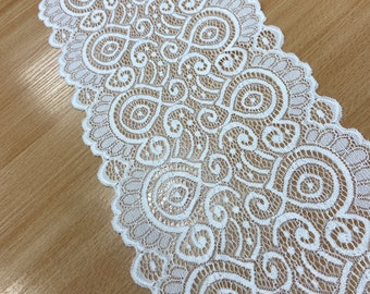 White lace trim, elastane Chantilly lace, French Lace Trim, Wedding Lace, Lingeri Lace by the yard