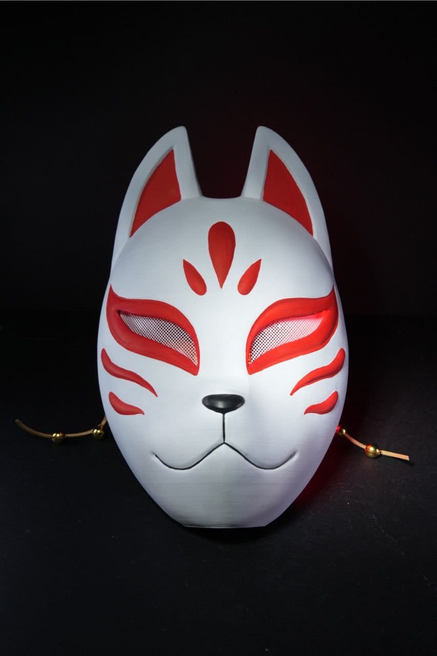VALICLUD Japanese Fox Masks Kabuki Kitsune Masks Half Face Cat Masks Animal  Fox Cosplay Masquerade Ball Kitsune Costume Masks