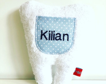 Tooth fairy pillow light blue with name