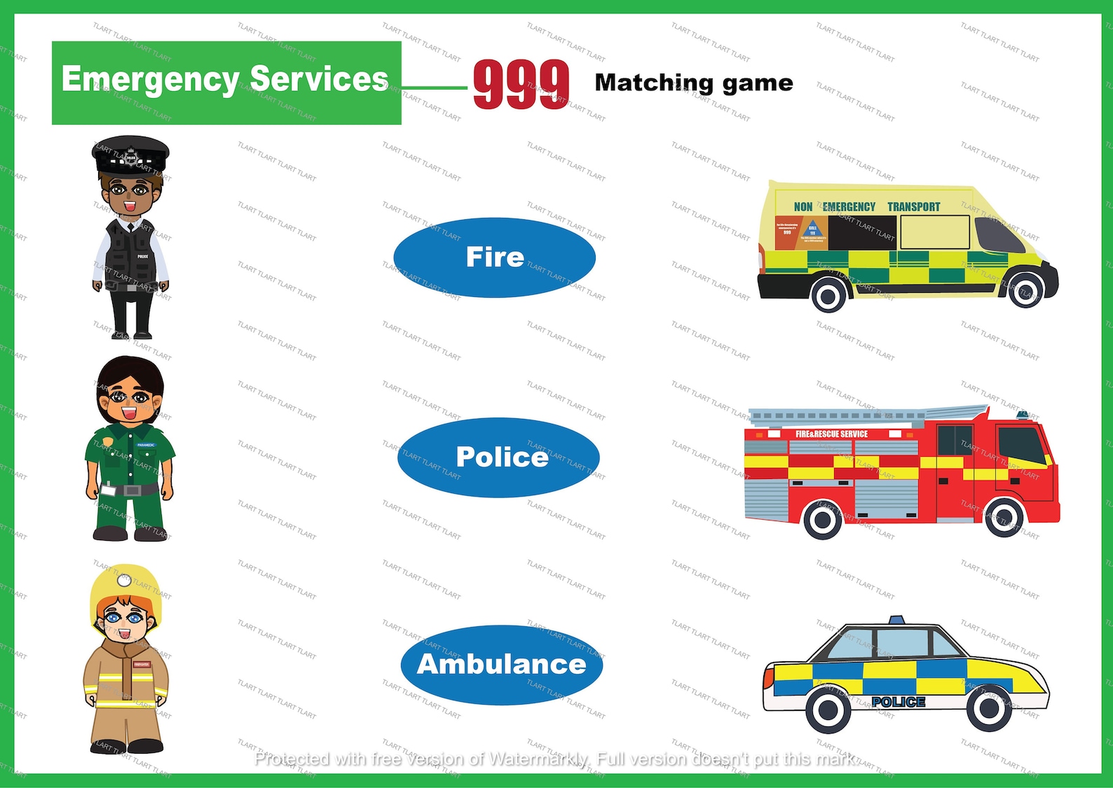 Safety for Kids Worksheet, Emergency Services, Call 999 in an Emergency