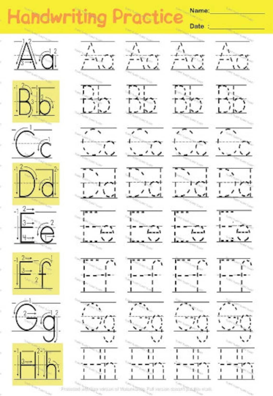 Number Tracing Worksheet, Printable Alphabet Handwriting Practice ...