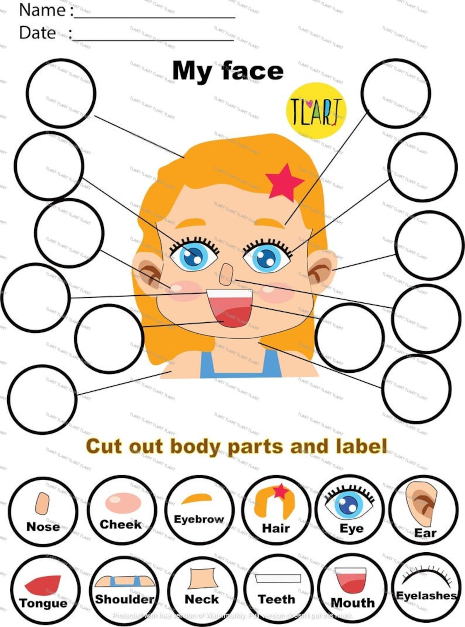 My Face Parts Labelling Activity, Early Year, Nursery, KS1, Teaching