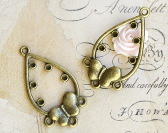 3 magnifiques connecteurs papillon en filigrane zb. pour un collier, un porte-clés ou un bracelet de charme