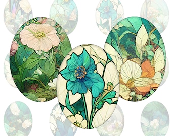 Mosaik Garten - ovale Cabochon Vorlagen für Cabochons in allen gängigen Größen