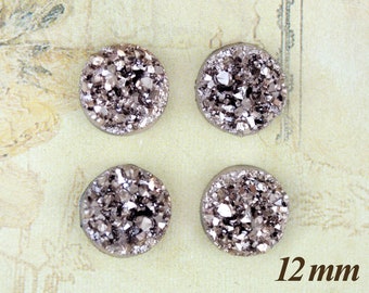 4 geode 12mm cabochons