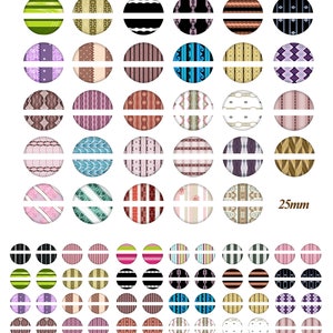 Digital collage sheet pattern printable round cirle images in all common sizes, for glass cabochons or as stickers imagem 2