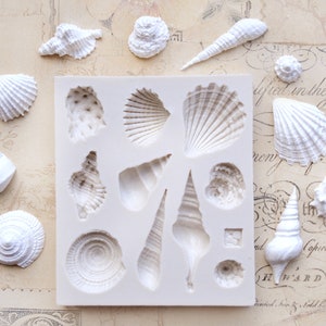 Seashells maritime silicone mold e.g. for decorating cakes with blossoms and sugar flowers or for handicrafts with polymer clay