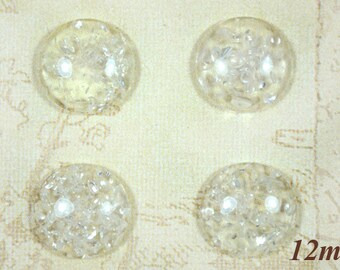 4 white 12mm cabochons