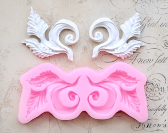 Silicone mould - filigree ornaments e.B. for decorating cakes - books or soaps or for crafting with polymer clay