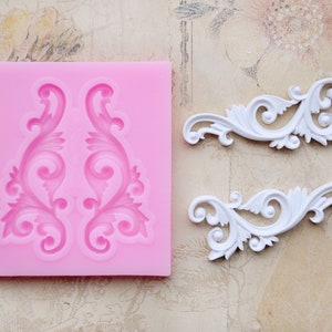 Silicone mold filigree ornaments e.g. for decorating cakes books or soaps or for handicrafts with polymer clay image 1