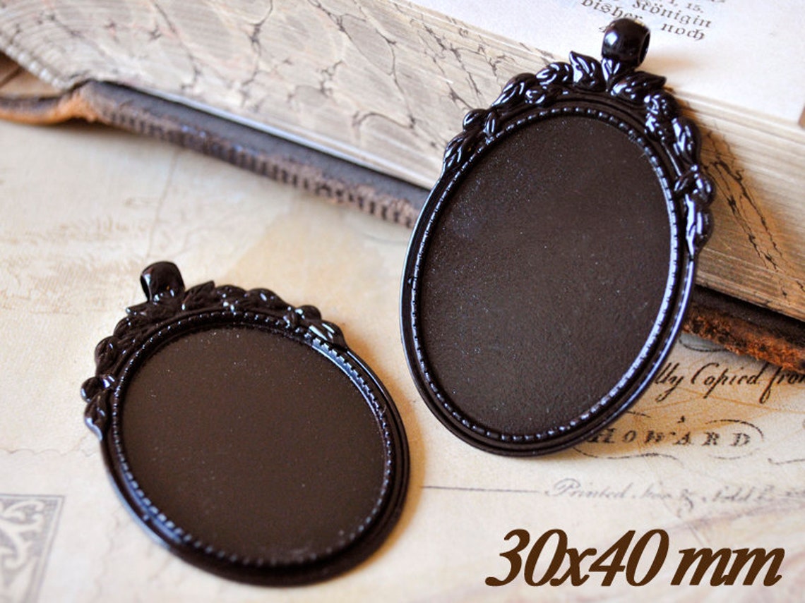 Eine schwarze ovale 30x40 mm Metall Cabochon Fassung | Etsy