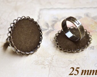 2 bronze 25 mm anneau blanc . Blancs d'anneau réglables dans la taille
