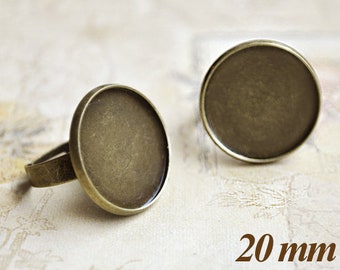 2 bronzefarbene 20mm Ring Rohlinge . Ringrohlinge größenverstellbar