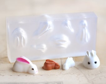 Mini moule en silicone détaillé de haute qualité ou moule de coulée pour micro-miniatures - lapins ou lièvres ou poissons rouges - très détaillé