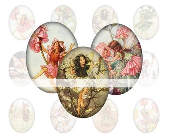 A4 Digitaler Collage-Bogen Vintage Märchen oval . Motive bzw. Cabochonvorlagen für Bottlecaps und Cabochons