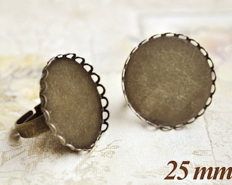 2 bronzefarbene 25 mm Ring Rohlinge . Ringrohlinge größenverstellbar